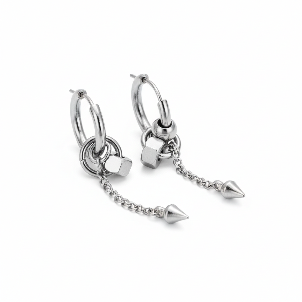 Spike Chain Hoop Earring