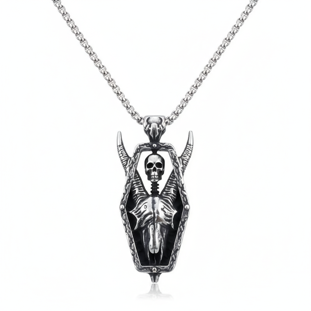Haunted Coffin Skeleton Pendant