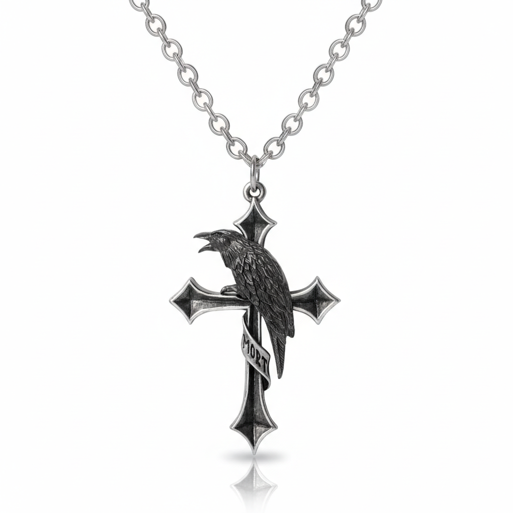 Raven Perch Cross Pendant