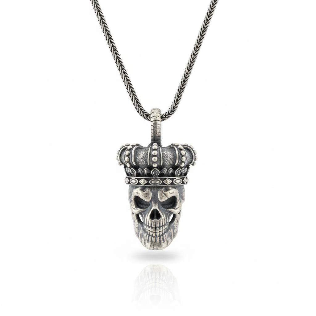 Gothic Crowned Skull Pendant